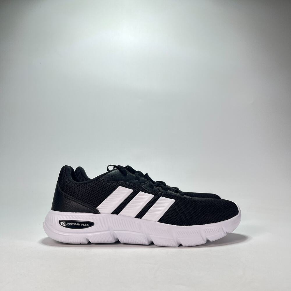adidas Cloudfoam Flex Laces Black White Walking Shoes HQ4960 Women's Size 8